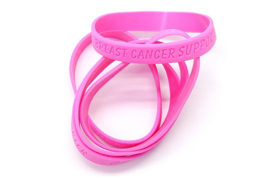 Breast Cancer Awareness Pink Ribbon Silicone Bracelets | Strength, Fai –  The Meek Apparel LLC
